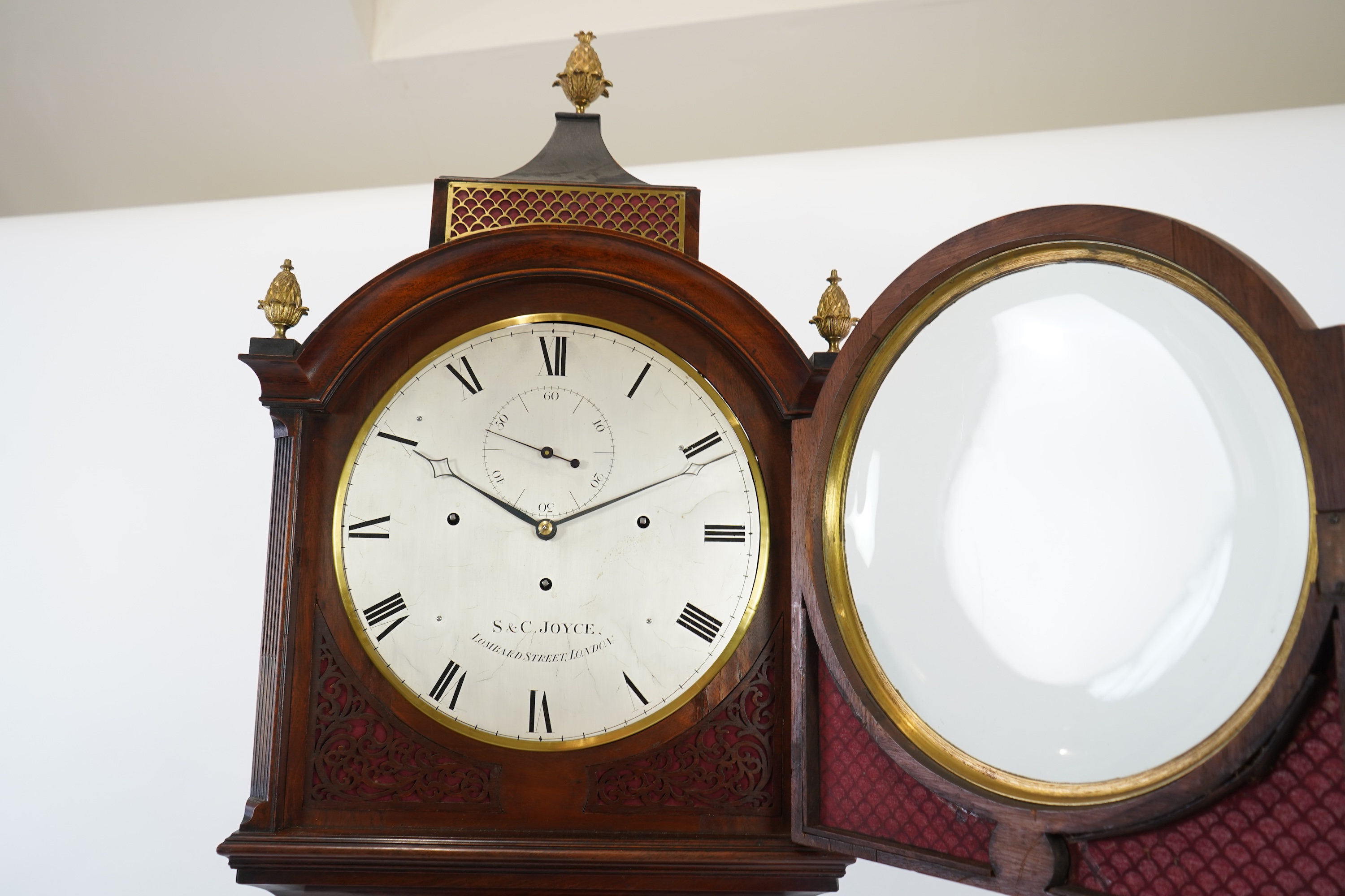 A George III mahogany and brass mounted longcase regulator by S & C Joyce, Lombard Street, London